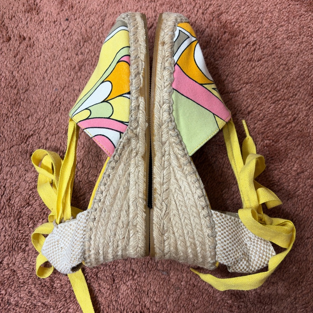 Vintage 1970s Colorful Espadrille Wedge Shoes - Picture 5 of 7